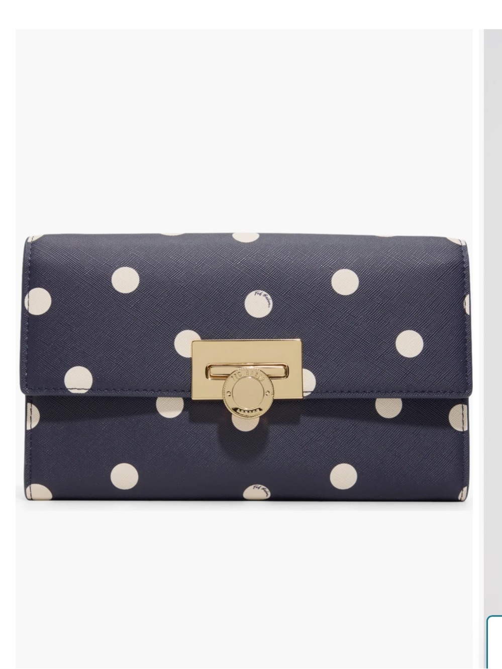 Ted Baker Navy Polka Dot Convertible Crossbody with Gold Hardware